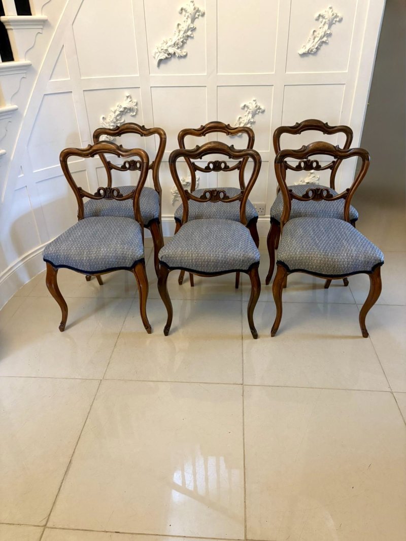 Outstanding Quality Set of Six Antique Victorian Rosewood Dining Chairs - Image 3